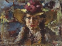 صورة إيرولي فينتشنزو لسيدة شابة بقبعة