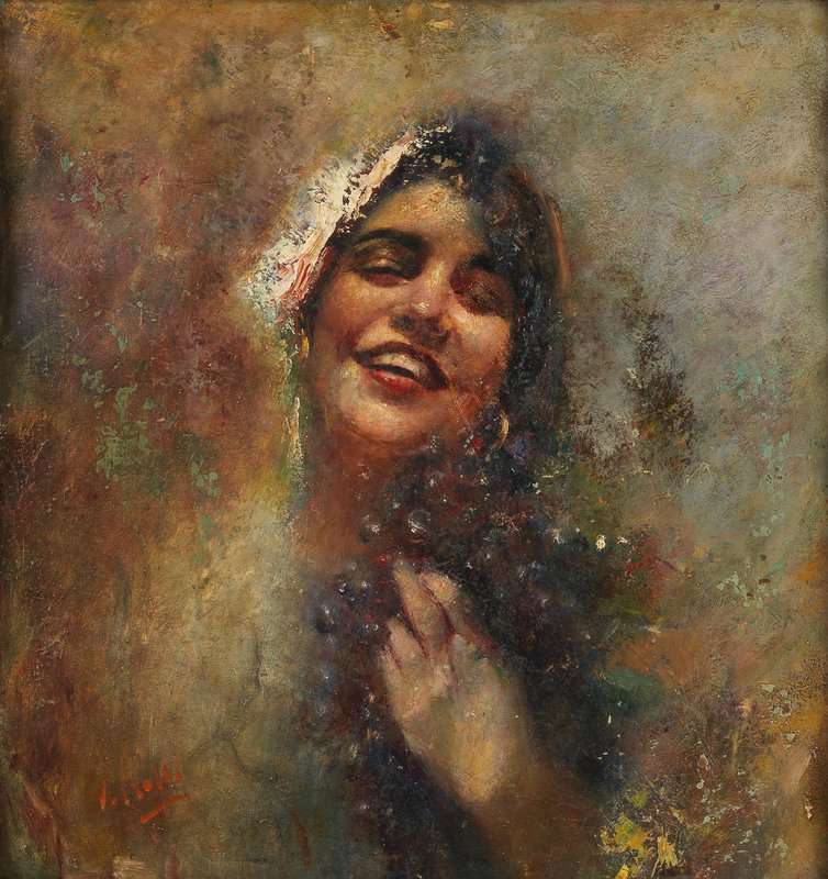 Irolli Vincenzo Portrait Study Of A Girl With Grapes canvas print