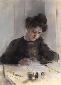 Israels Isaac ein Mädchen, das Ca skizziert. 1905