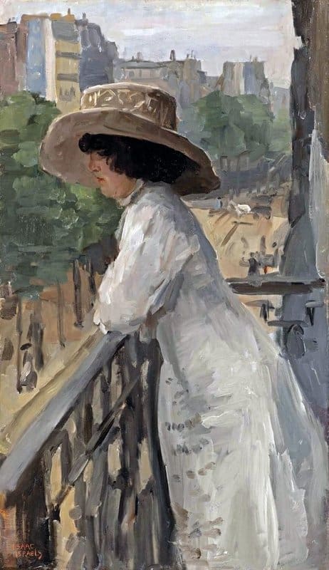 Israels Isaac An Elegant Lady On A Balcony Rue De Clignancourt Paris Ca. 1910 canvas print