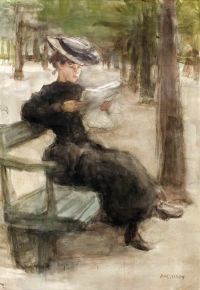 Israels Isaac An Elegant Lady Reading In The Bois De Boulogne Paris 1906 10