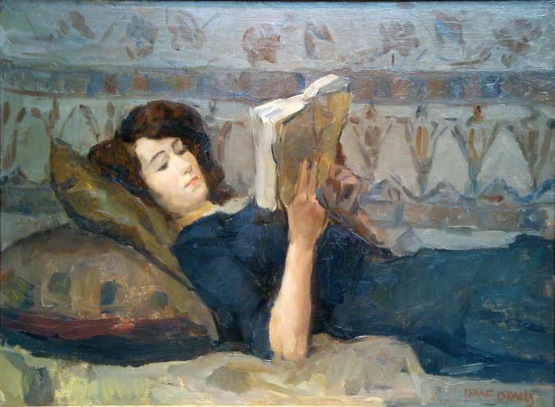 Israels Isaac Meisje Lezend Op Een Divan Ca. 1920 canvas print