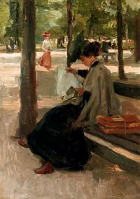 Israels Isaac Reading In The Bois De Boulogne Paris 1905 canvas print