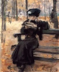Israels Isaac Reading Lady im Jardin des Tuileries Ca. 1904 07