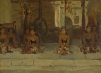 Israels Isaac Seated Javanese Dancers Ca. 1916 canvas print