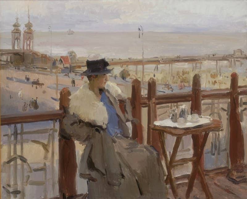 Israels Isaac Woman Sitting On Terrace At Scheveningen Boulevard Ca. 1910 canvas print