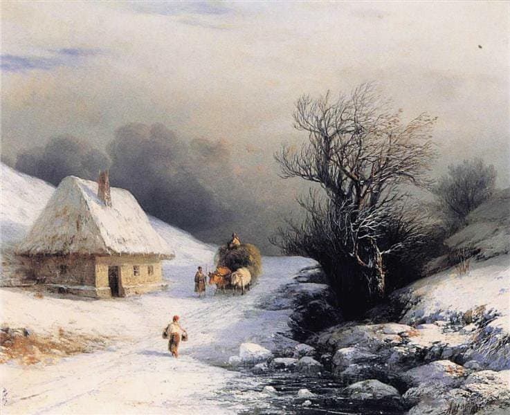 Ivan Aivazovsky Little Russian Ox Cart In Winter 1866 canvas print