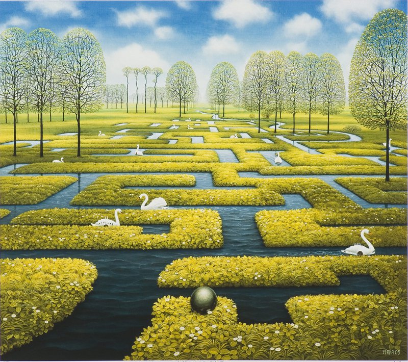 Jacek Yerka Spring Maze canvas print