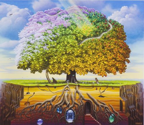 Jacek Yerka Tantric Apple Tree canvas print