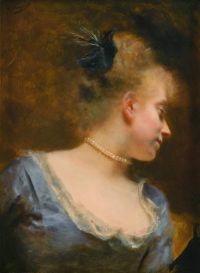 Jacquet Gustave Jean Porträt eines jungen Mädchens mit Perlenkette