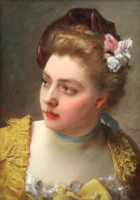 Jacquet Gustave Jean Bust Length Portrait Of A Lady