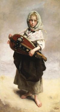 Jacquet Gustave Jean Girl Minstrel 1881