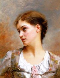 Jacquet Gustave Jean Head Of A Young Woman canvas print