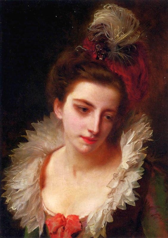 Jacquet Gustave Jean Portrait Of A Lady With A Feathered Hat canvas print