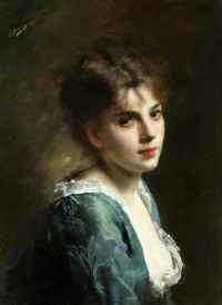 Jacquet Gustave Jean Porträt einer jungen Schönheit 1875