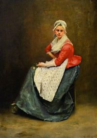 Jacquet Gustave Jean Woman In Red Blouse canvas print