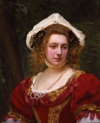 Jacquet Gustave Jean junges Mädchen mit rotem Kleid