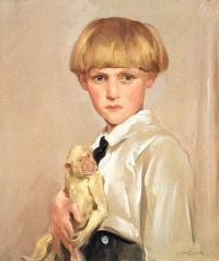 Jagger David Portrait Of A Boy With His Monkey canvas print