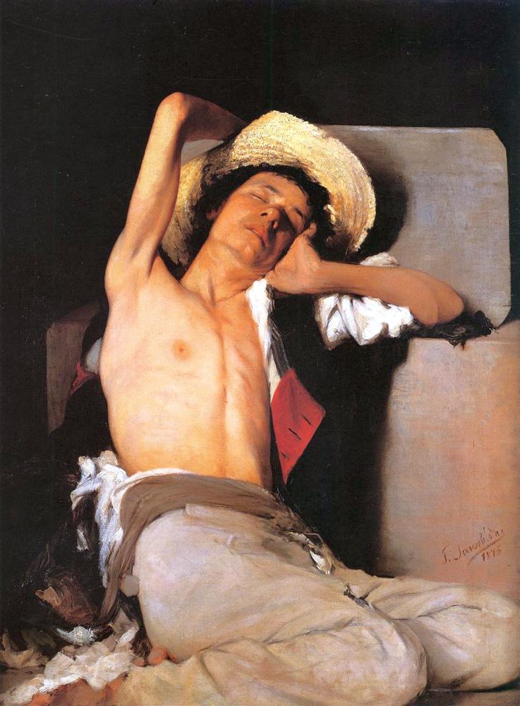 Jakobides Georgios A Young Street Urchin At Rest canvas print