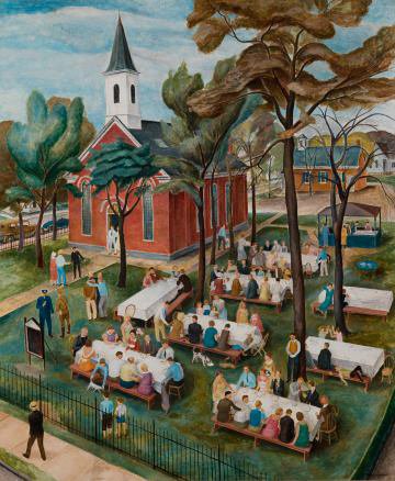 Tableaux sur toile, reproduction de James Baare Turnbull The Church Supper 1934