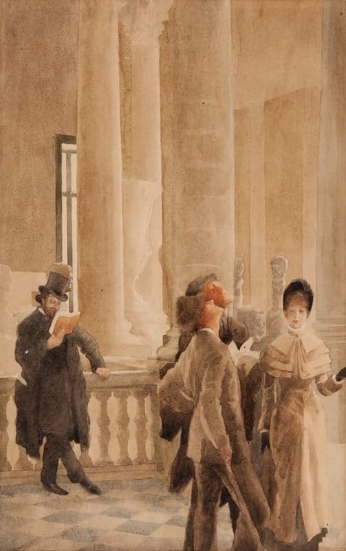 Tableaux sur toile, reproduction de James Tissot Foreign Visitors At The Louvre Visiteurs Trangers Au Louvre C. 1883