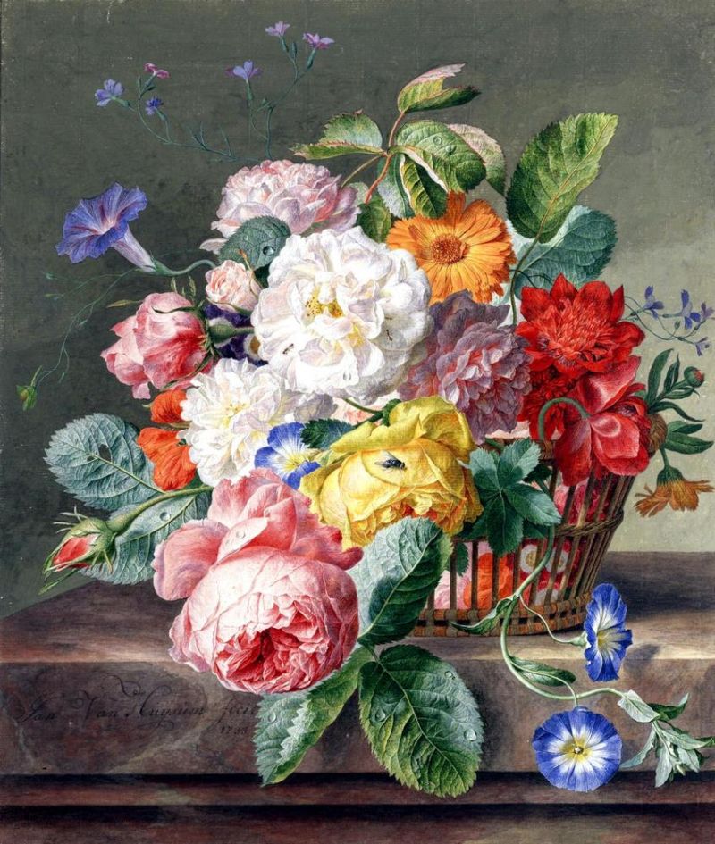 Jan Van Huysum Still Life Of Flowers In A Basket canvas print