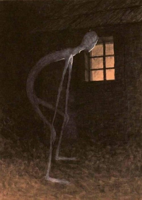 Jaroslav Panuska Death Looking Into The Window Of One Dying canvas print