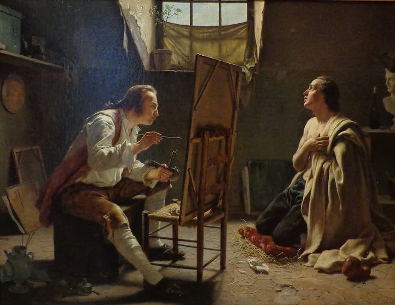 Tableaux sur toile, reproduction de Jean-alphonse Roehn Le Peintre Et Son Modele