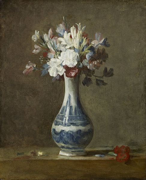 Tableaux sur toile, reproduction de Jean-baptiste-sim On Chardin A Vase Of Flowers 1750