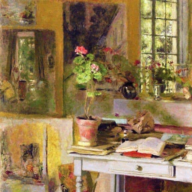 Jean Edouard Vuillard Geranium On A Blue Table - 1932 canvas print