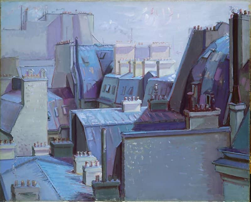 Tableaux sur toile, reproduction de Jean Helion Blue Roofs Paris 1958