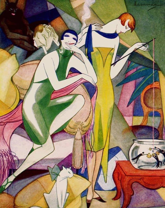Tableaux sur toile, reproduction de Jeanne Mammen Gold Fischfang 1925