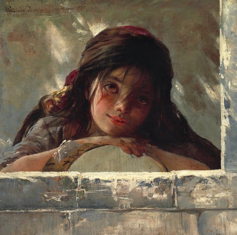 Jerichau Baumann Elisabeth A Little Italian Girl With Her Tambourine 1875 canvas print