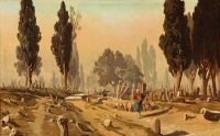Jerichau Baumann Elisabeth A Shepherd With His Flock On The Grave Yard Constantinople 1873 canvas print