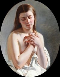 Jerichau Baumann Elisabeth A Study Of A Young Nude Folding Her Hands