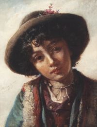 جيريكاو بومان إليزابيث صبي روماني صغير يرتدي قبعة 1877 مطبوعة على القماش