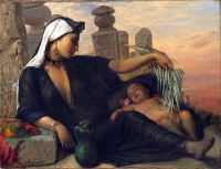 جيريكاو بومان إليزابيث امرأة مصرية فلاح مع طفلها 1872 مطبوعة على القماش