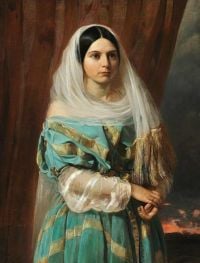 جيريكاو بومان إليزابيث الجميلة ذات الشعر الداكن في فستان تركواز مطبوع على القماش