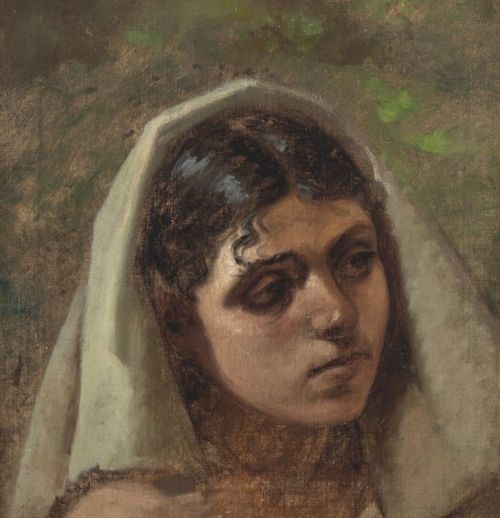 Jerichau Baumann Elisabeth Portrait Of An Italian Woman With A White Head Scarf canvas print