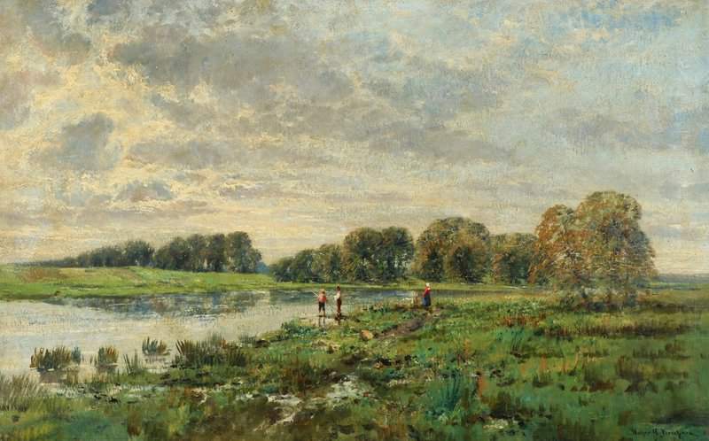 Jerichau Baumann Elisabeth Summer Landscape With Angler At A Lake canvas print