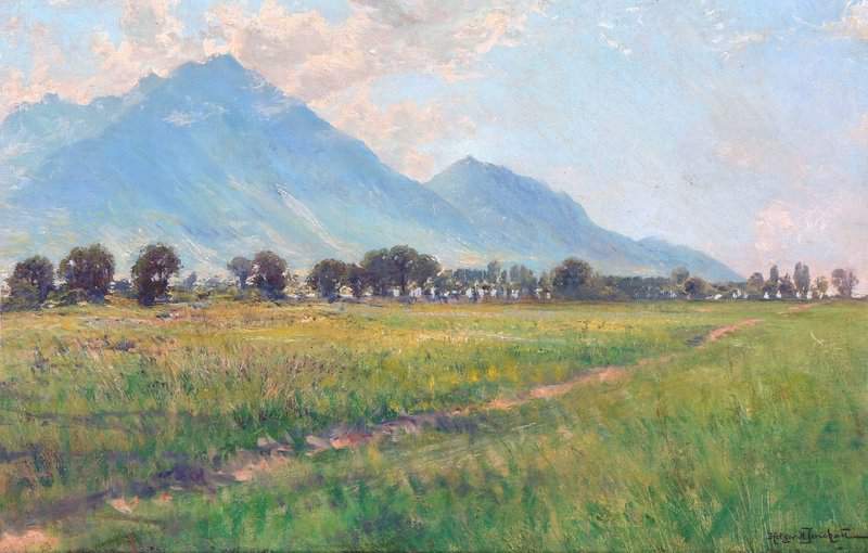 Jerichau Baumann Elisabeth View Of Italian Fields. In The Background Mountains canvas print