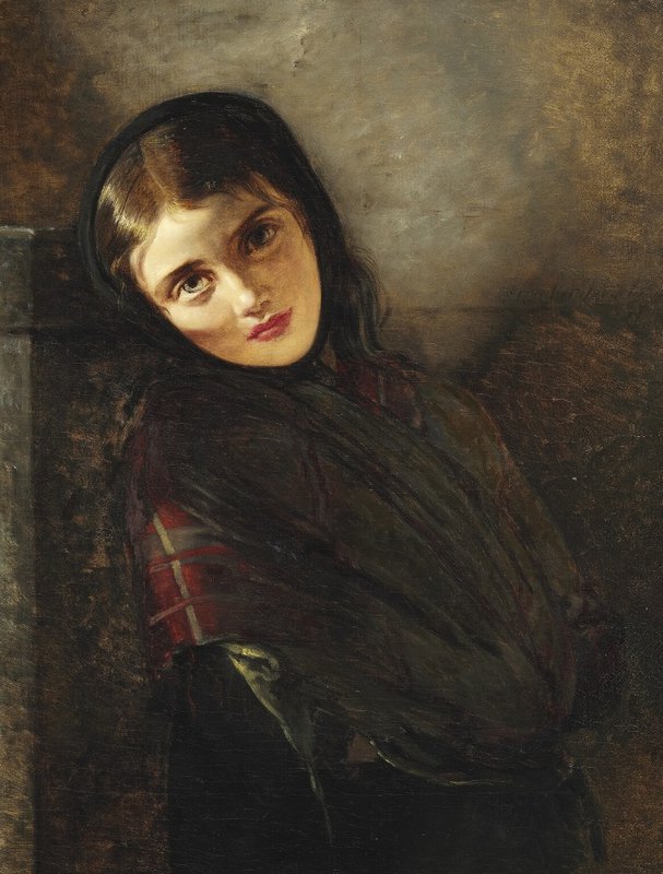 Jerichau Baumann Elisabeth Young Italian Woman With A Red Shawl 185x canvas print