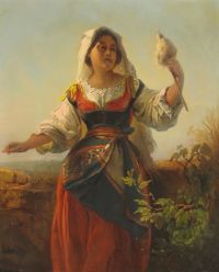 جيريكاو بومان إليزابيث شابة من سردينيا مرتدية زيها التقليدي 1880 طباعة قماش