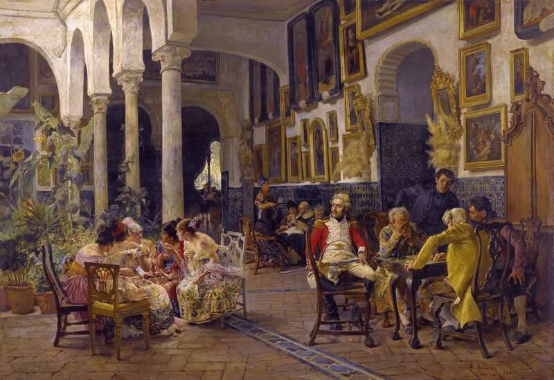 Jimenez Aranda Jose Conversation In A Sevillian Courtyard 1881 canvas print