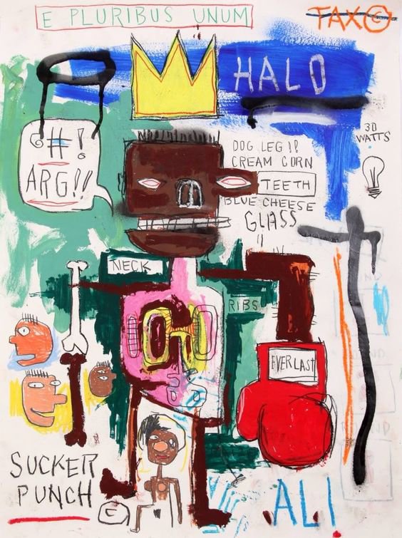 Tableaux sur toile, reproducción de Jm Basquiat Ali Vs Frazier Fight