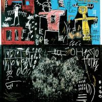 Jm Basquiat alquitrán negro y plumas 1982