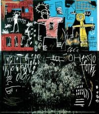 Jm Basquiat alquitrán negro y plumas 1982