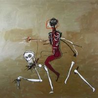 Jm Basquiat cabalgando con la muerte