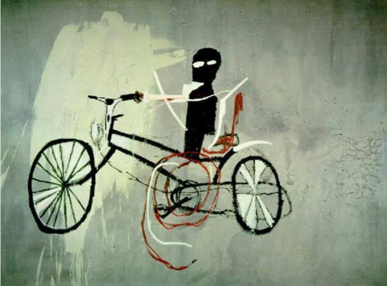 Tableaux sur toile, reproducción de Jm Basquiat El hombre de la bicicleta 1984
