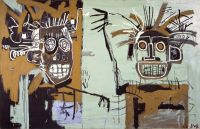 Jm Basquiat Two Heads On Gold - 1982 canvas print